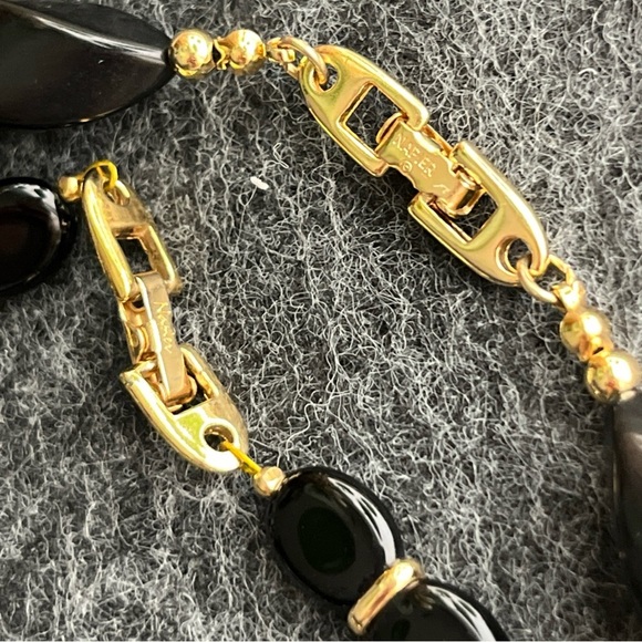 Napier Vintage Black & Gold Beaded Necklaces-18”, 25”- and Clip On Earrings - Picture 5 of 8